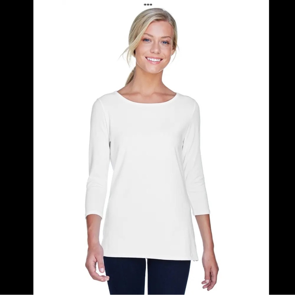 Devon & Jones Cotton Blend Ballet Bracelet-Length Knit Top